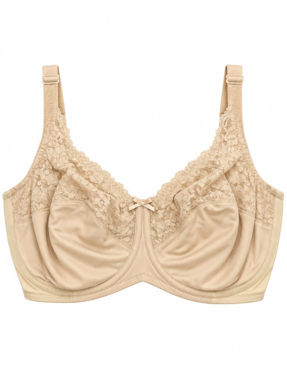 Lilyette 0428 Comfort Lace Minimizer Underwire Bra 40DDD Beige Nude